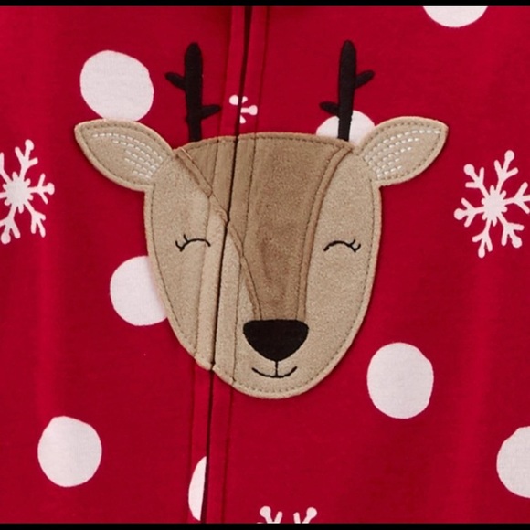 NWT Baby Girl 2pk Santa & reindeer Footed Pajama Just One You carter's 12 months - Picture 3 of 4